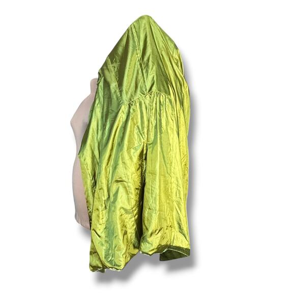 Vintage 90s Olive Green Silk Velvet Wrap Coat Belted Duster Jacket Luxe Layer - Picture 6 of 8